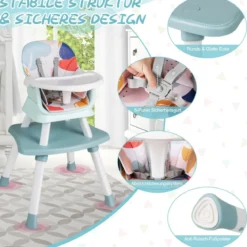 6-in-1 Babyhochstuhl Hochstuhl & Essstuhl & Lerntisch Babystuhl Kombihochstuhl