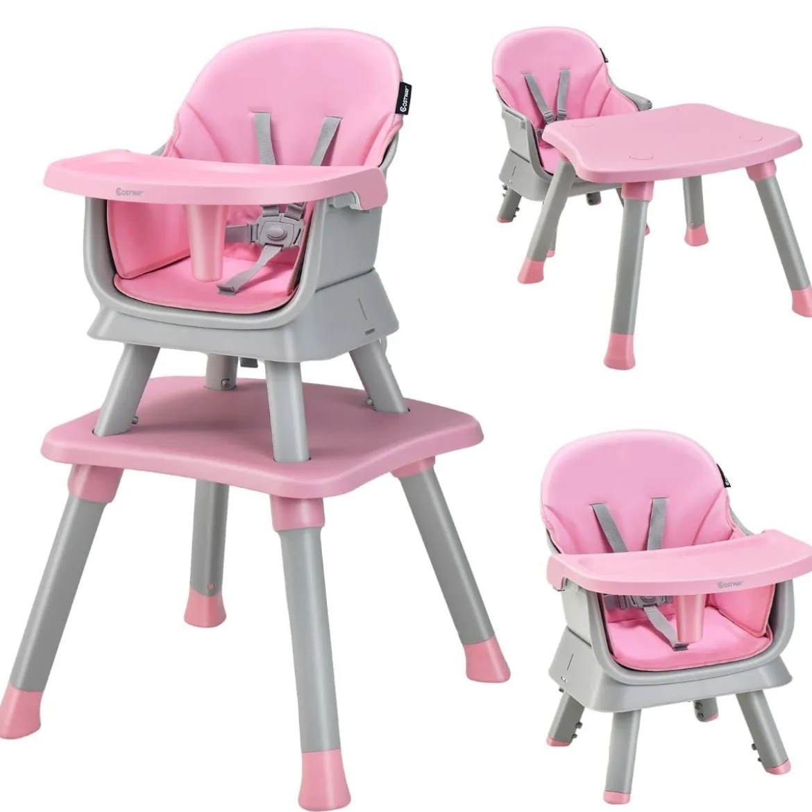 6-in-1 Babyhochstuhl Hochstuhl & Essstuhl & Lerntisch Babystuhl Kombihochstuhl