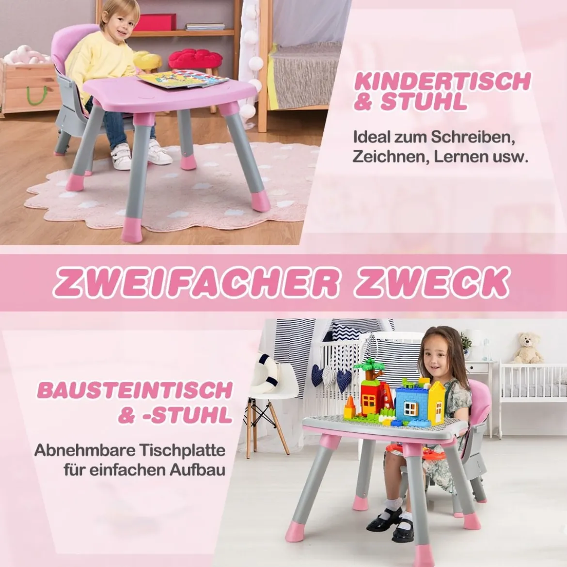 6-in-1 Babyhochstuhl Hochstuhl & Essstuhl & Lerntisch Babystuhl Kombihochstuhl