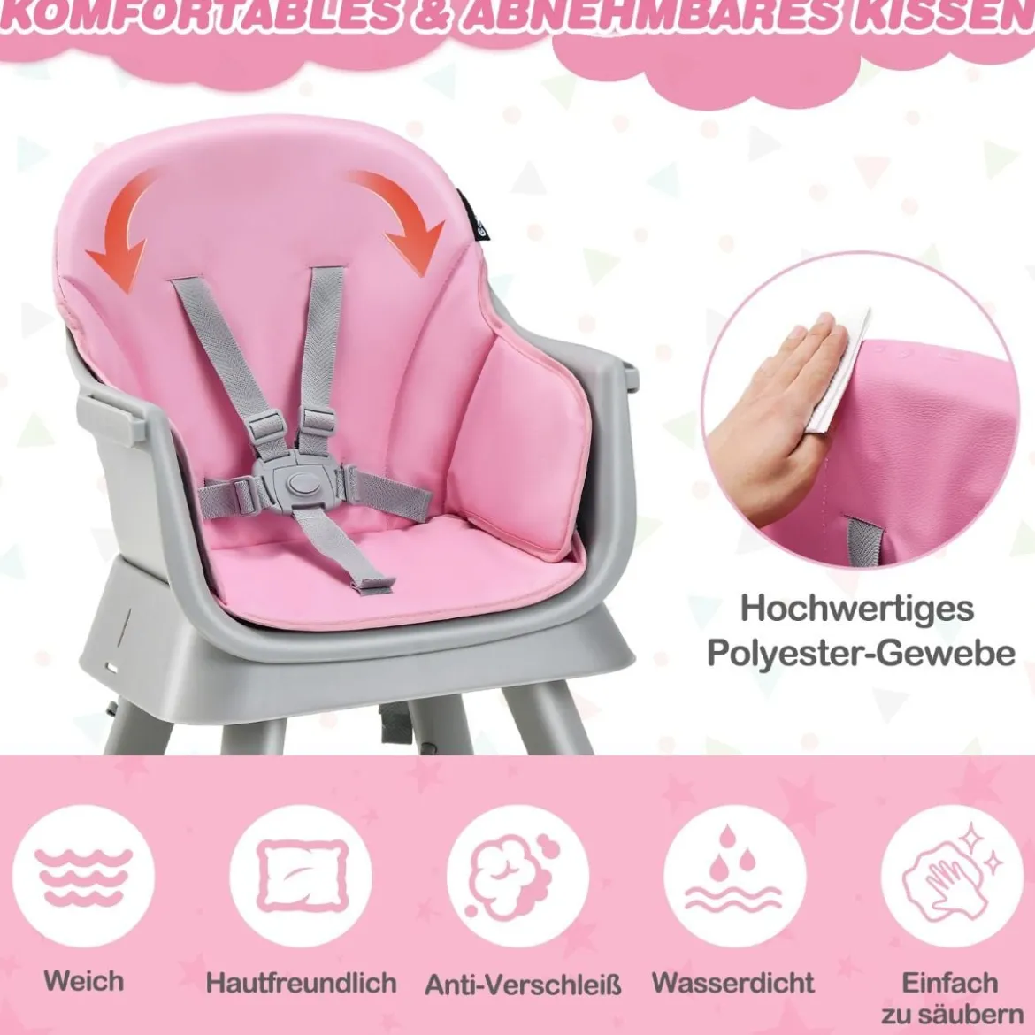 6-in-1 Babyhochstuhl Hochstuhl & Essstuhl & Lerntisch Babystuhl Kombihochstuhl