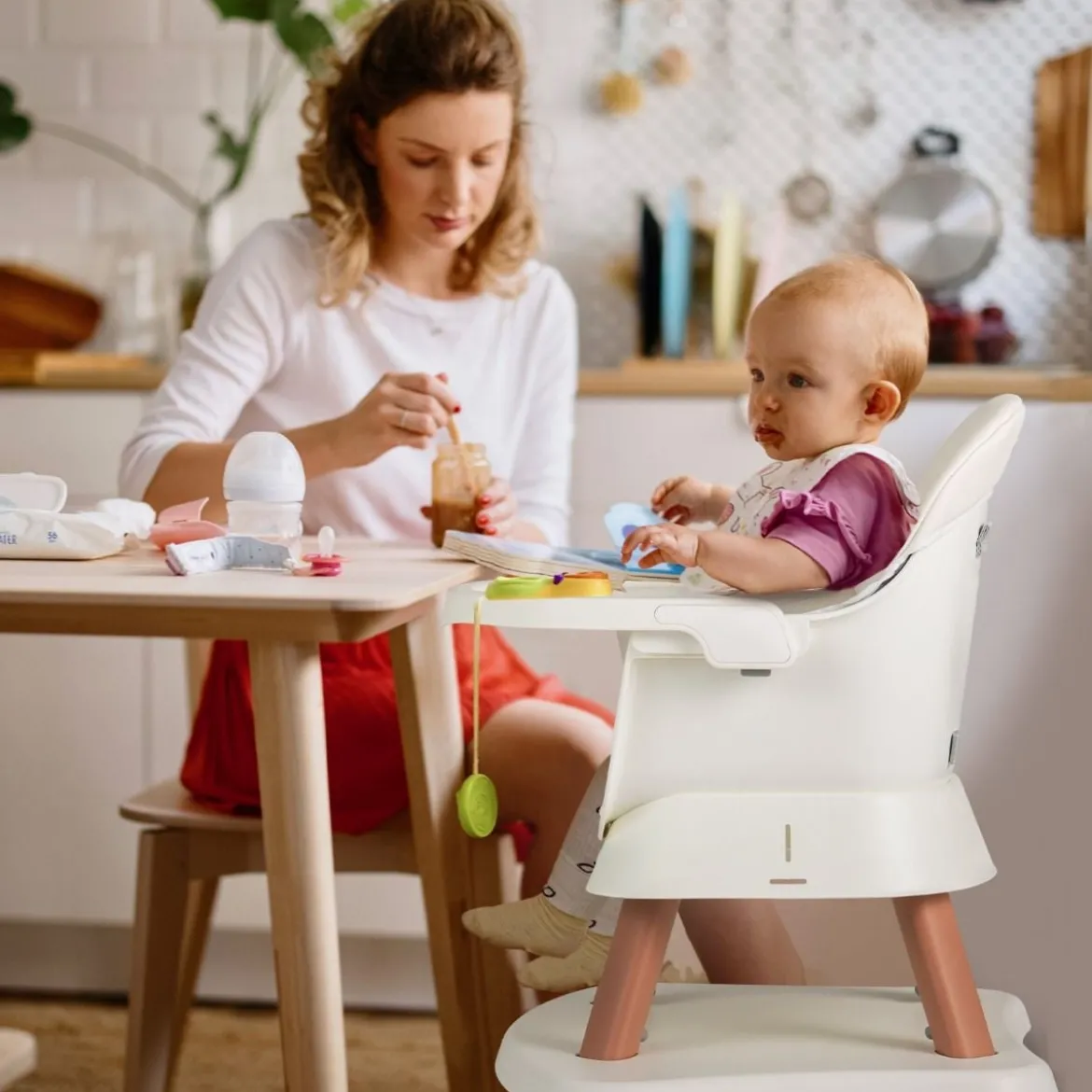 6-in-1 Babyhochstuhl Hochstuhl & Essstuhl & Lerntisch Babystuhl Kombihochstuhl
