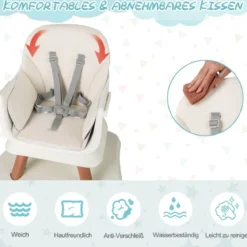 6-in-1 Babyhochstuhl Hochstuhl & Essstuhl & Lerntisch Babystuhl Kombihochstuhl