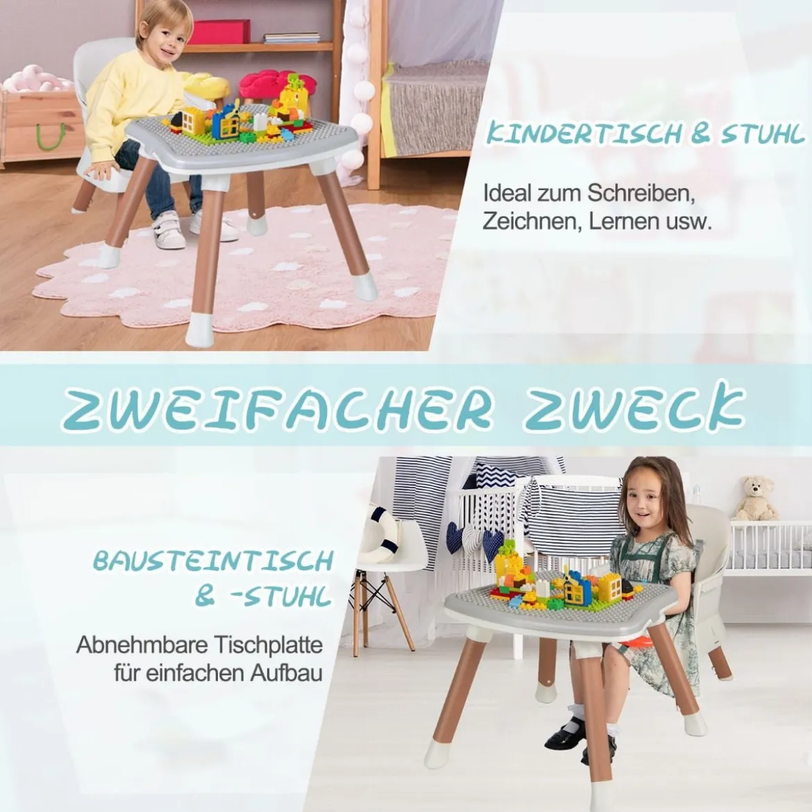 6-in-1 Babyhochstuhl Hochstuhl & Essstuhl & Lerntisch Babystuhl Kombihochstuhl