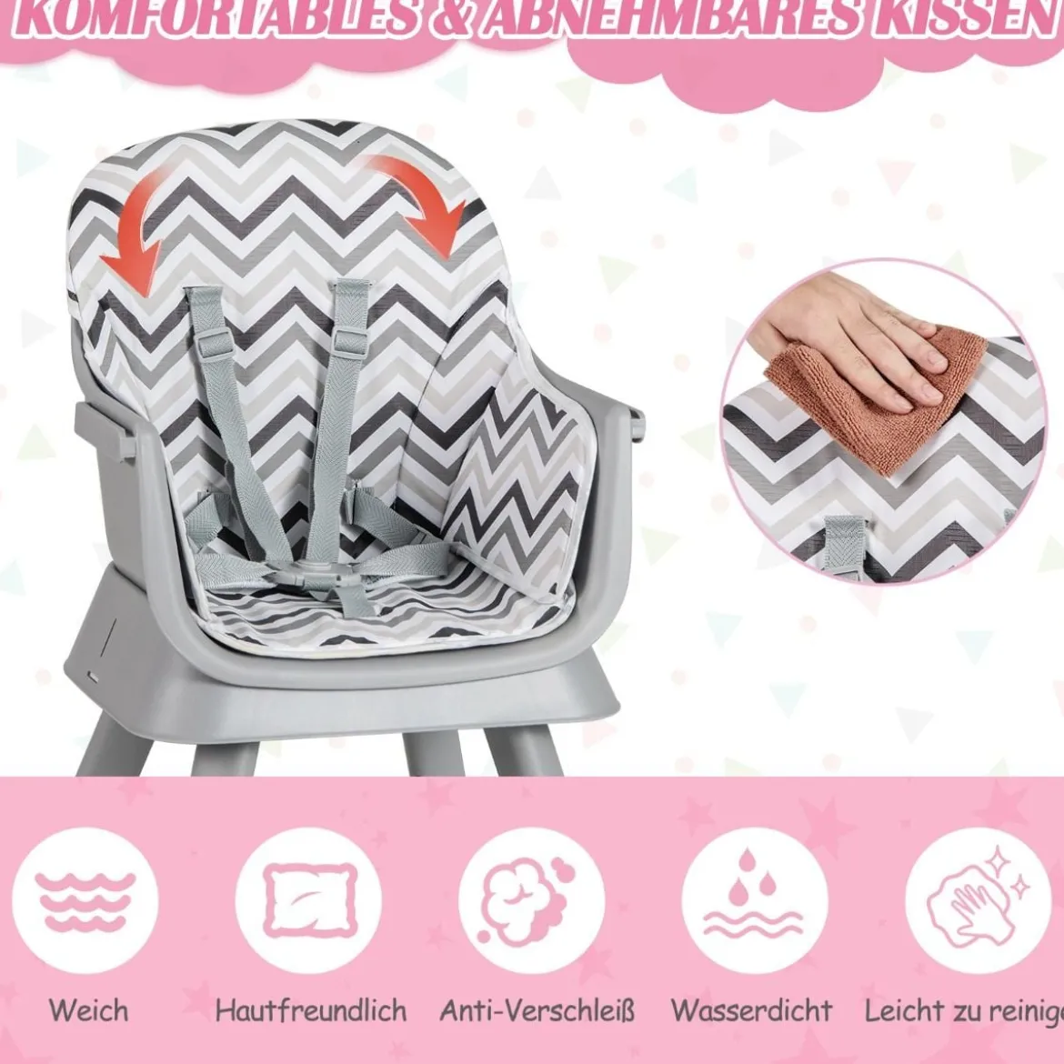 6-in-1 Babyhochstuhl Hochstuhl & Essstuhl & Lerntisch Babystuhl Kombihochstuhl
