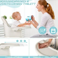 6-in-1 Babyhochstuhl Hochstuhl & Essstuhl & Lerntisch Babystuhl Kombihochstuhl