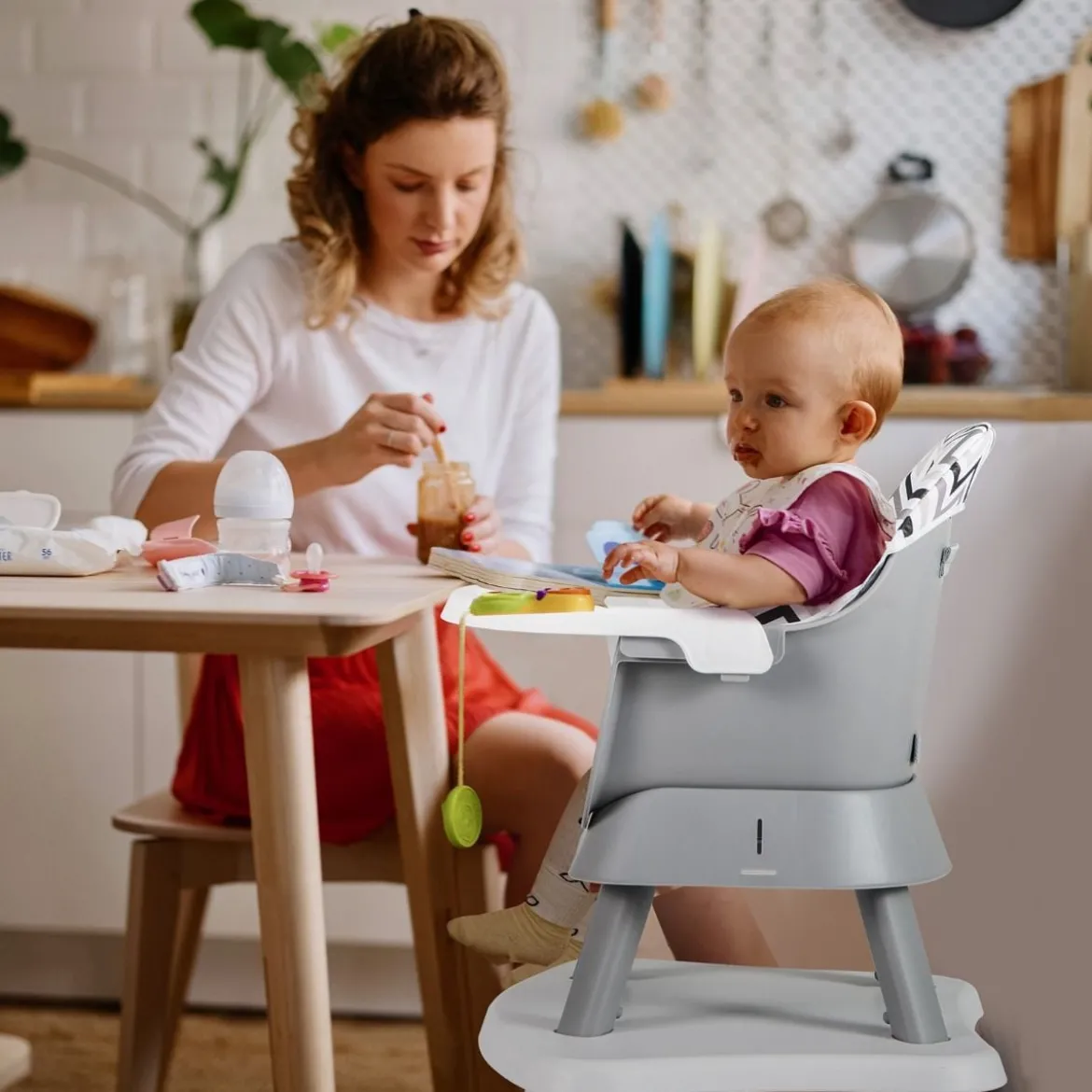 6-in-1 Babyhochstuhl Hochstuhl & Essstuhl & Lerntisch Babystuhl Kombihochstuhl
