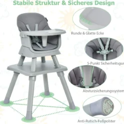 6-in-1 Babyhochstuhl Hochstuhl & Essstuhl & Lerntisch Babystuhl Kombihochstuhl