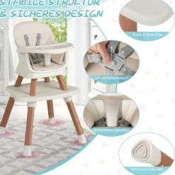 6-in-1 Babyhochstuhl Hochstuhl & Essstuhl & Lerntisch Babystuhl Kombihochstuhl