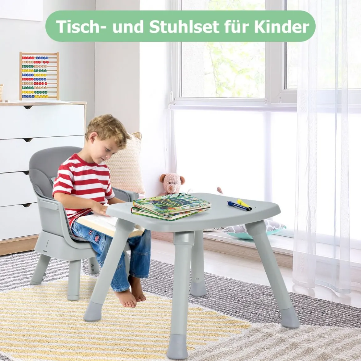 6-in-1 Babyhochstuhl Hochstuhl & Essstuhl & Lerntisch Babystuhl Kombihochstuhl