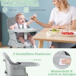 6-in-1 Babyhochstuhl Hochstuhl & Essstuhl & Lerntisch Babystuhl Kombihochstuhl