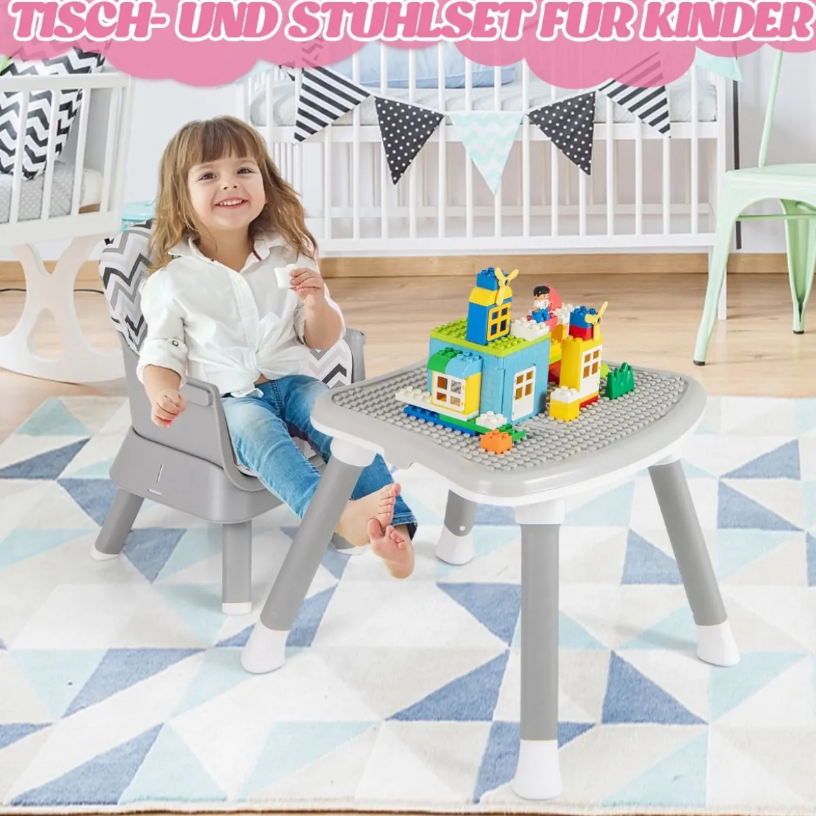 6-in-1 Babyhochstuhl Hochstuhl & Essstuhl & Lerntisch Babystuhl Kombihochstuhl