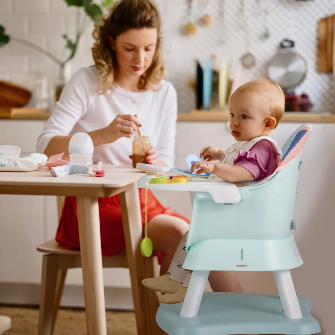 6-in-1 Babyhochstuhl Hochstuhl & Essstuhl & Lerntisch Babystuhl Kombihochstuhl