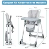 4 in 1 Baby Hochstuhl Kinderhochstuhl klappbar Babystuhl mit Liegefunktion 84 x 56 x 104 cm Grau
