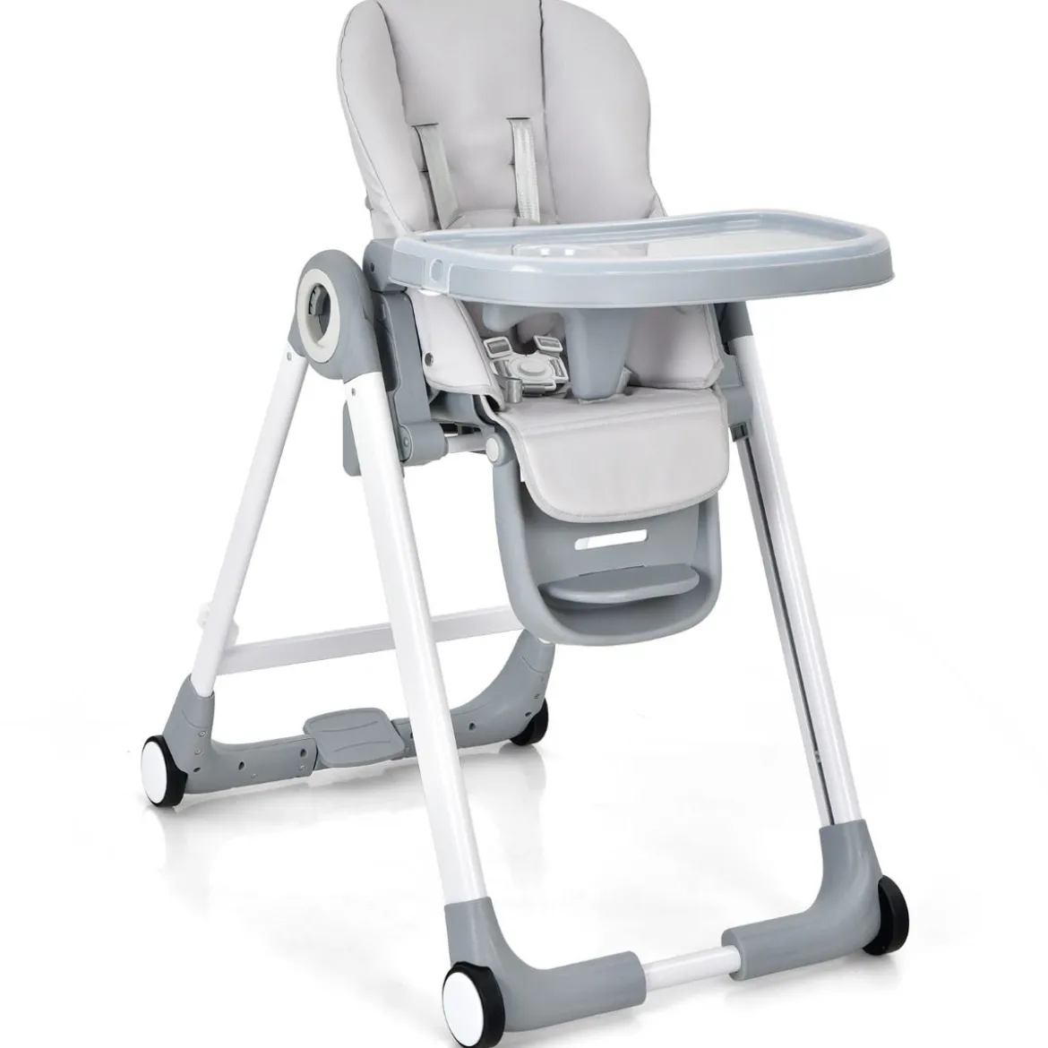 4 in 1 Baby Hochstuhl Kinderhochstuhl klappbar Babystuhl mit Liegefunktion 84 x 56 x 104 cm Grau