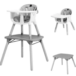 4 in 1 Baby-Hochstuhl Umwandelbarer Babystuhl 59 x 62 x 93 cm Grau