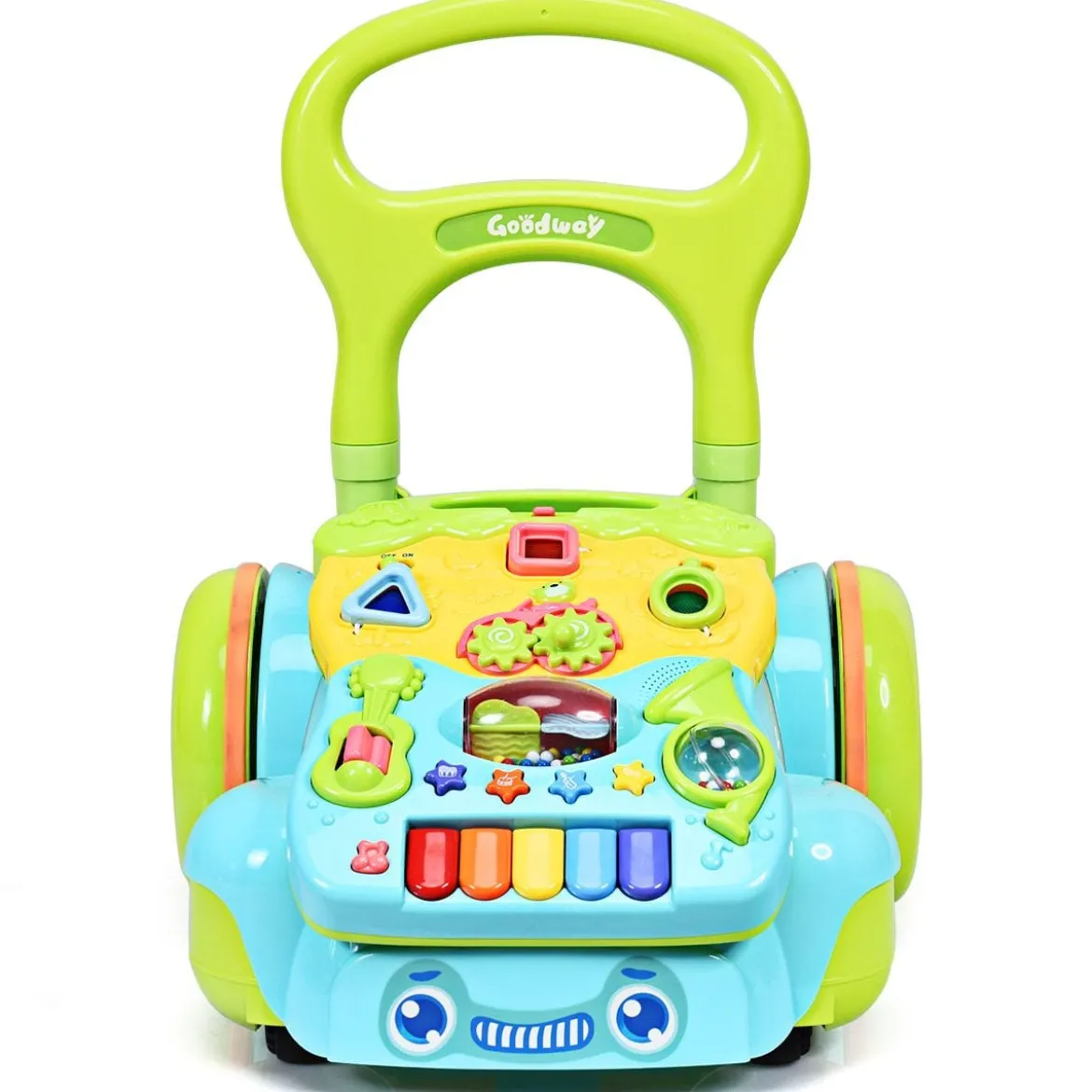 2 in 1 Baby-Lauflernhilfe Baby Walker mit höhenverstellbarem Handgriff 35,5 x 43 x 46-53 cm Bunt