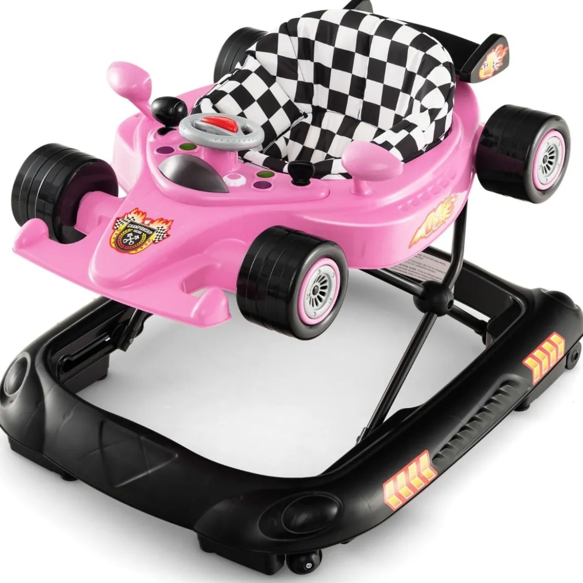 4 in 1 Baby Lauflernhilfe mit Verstellbarer Höhen & Abnehmbarem Spieltablett Autoförmige Lauflernwagen