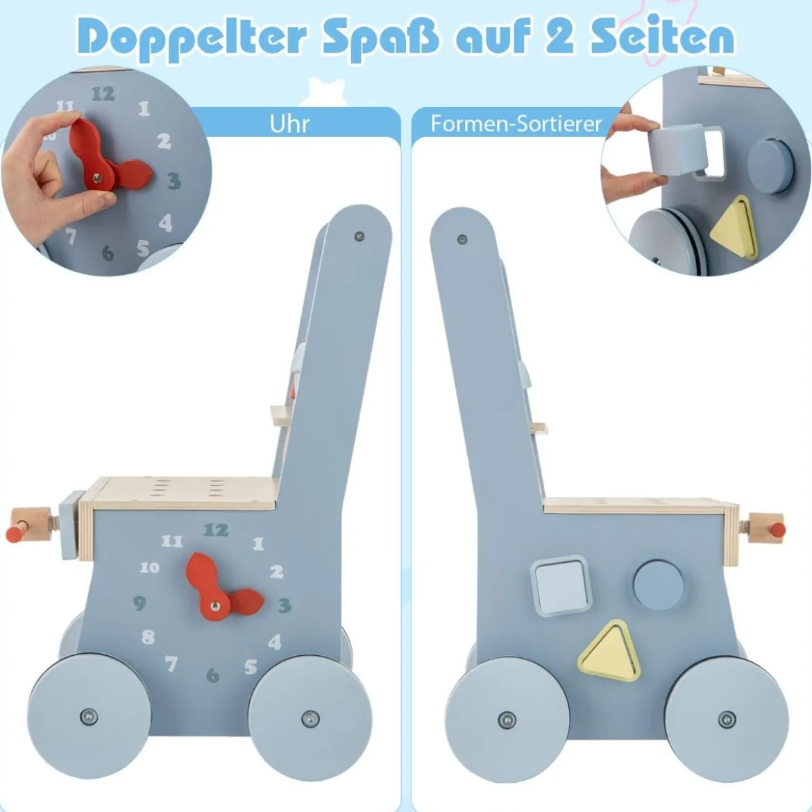 2 in 1 Baby Lauflernhilfe Werkzeugspielzeug mit Multi-Aktivitätszentrum & Unterem Stauraum