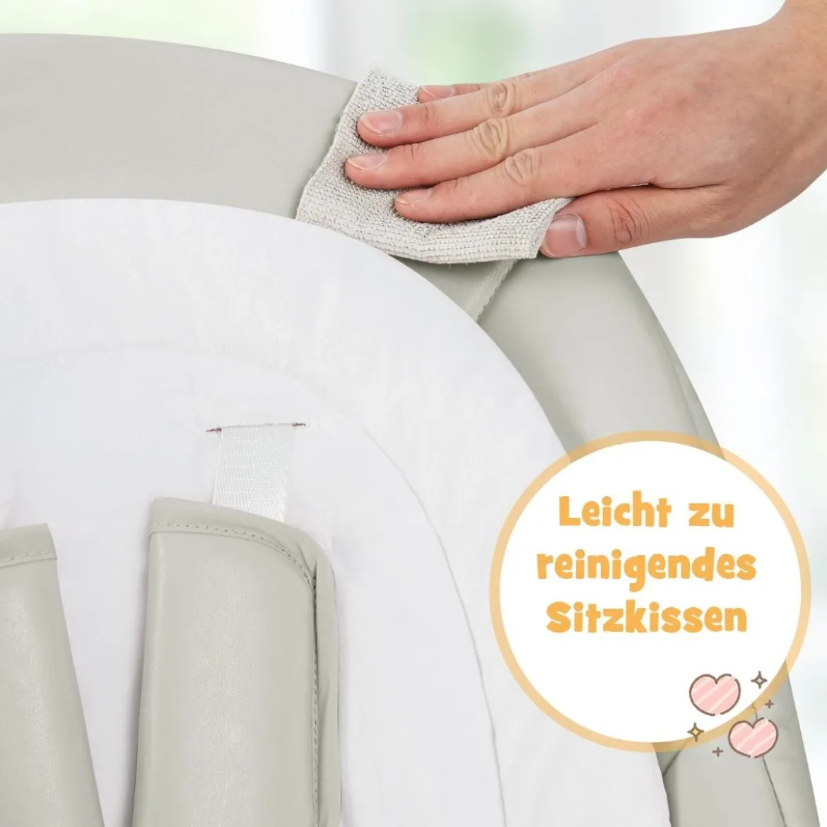 3 in 1 Babyschaukel Klappbarer Hochstuhl mit 8 Höhenstufen Grau