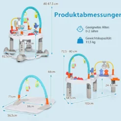 4 in 1 Baby Spielzentrum & Spielmatte & Lauflernhilfe & Aktivitätstisch mit 3 Verstellbaren Höhen Grau