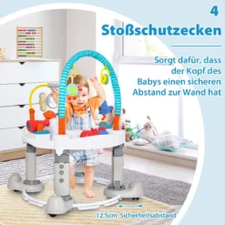 4 in 1 Baby Spielzentrum & Spielmatte & Lauflernhilfe & Aktivitätstisch mit 3 Verstellbaren Höhen Grau