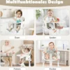 4 in 1 Babystuhl Babyhochstuhl Umwandelbar mit 5-Fach Verstellbarer Höhe Beige