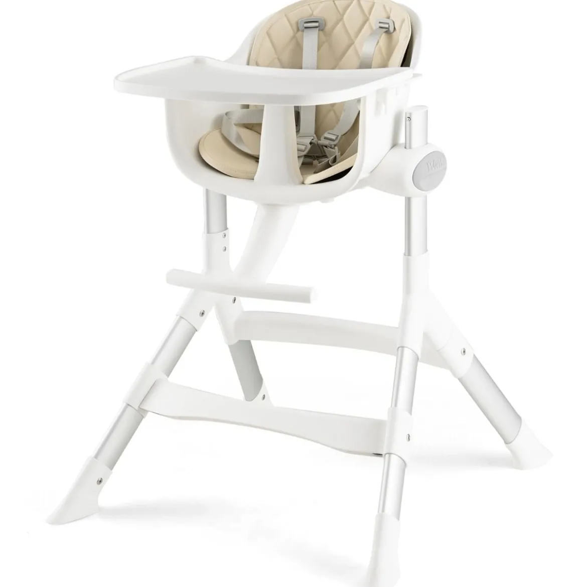 4 in 1 Babystuhl Babyhochstuhl Umwandelbar mit 5-Fach Verstellbarer Höhe Beige