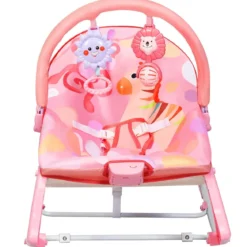 3 in 1 Babywippe & Babyschaukel & Babyliegestuhl Baby Schaukelwippe mit Vibrationsmodi Rosa