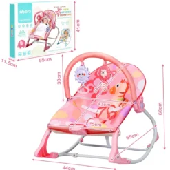 3 in 1 Babywippe & Babyschaukel & Babyliegestuhl Baby Schaukelwippe mit Vibrationsmodi Rosa