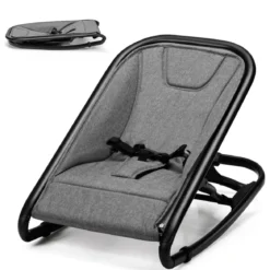 2 in 1 Babywippe und Babyschaukel klappbar Babyliegestuhl mit 2 verstellbaren Liegepositionen bis 15 kg Grau