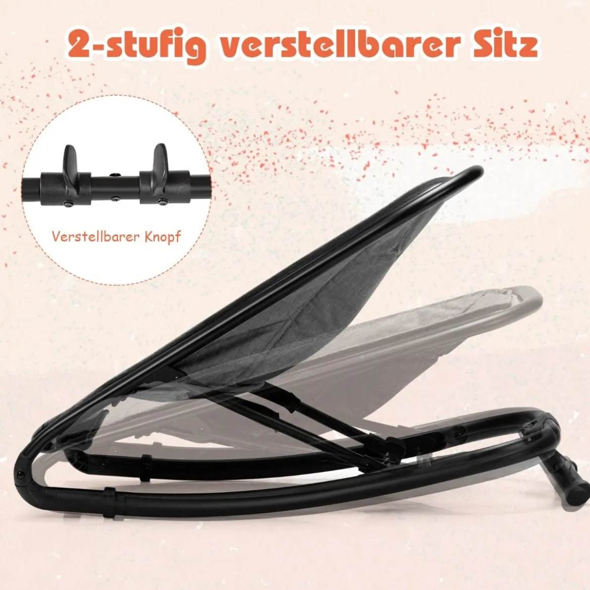 2 in 1 Babywippe und Babyschaukel klappbar Babyliegestuhl mit 2 verstellbaren Liegepositionen bis 15 kg Grau