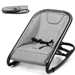 2 in 1 Babywippe und Babyschaukel klappbar Babyliegestuhl mit 2 verstellbaren Liegepositionen bis 15 kg Hellgrau