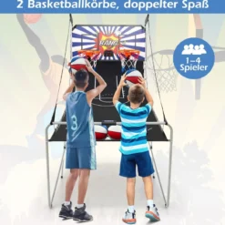 8 in 1 Basketballautomat Klappbarer Elektrischer Basketballständer Schießmaschine Weiß