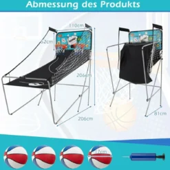 8 in 1 Basketballautomat Klappbarer Elektrischer Basketballständer Schießmaschine Grün