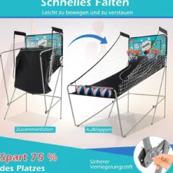 8 in 1 Basketballautomat Klappbarer Elektrischer Basketballständer Schießmaschine Grün