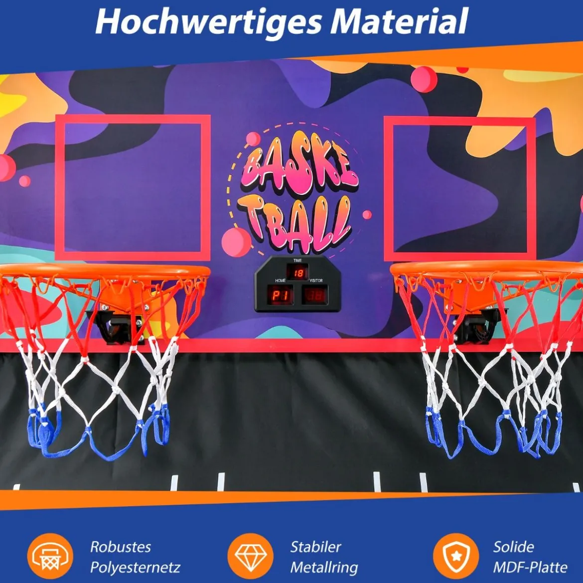 8 in 1 Basketballautomat Klappbarer Elektrischer Baskeltballständer Schießmaschine Lila