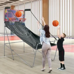 8 in 1 Basketballautomat Klappbarer Elektrischer Baskeltballständer Schießmaschine Lila