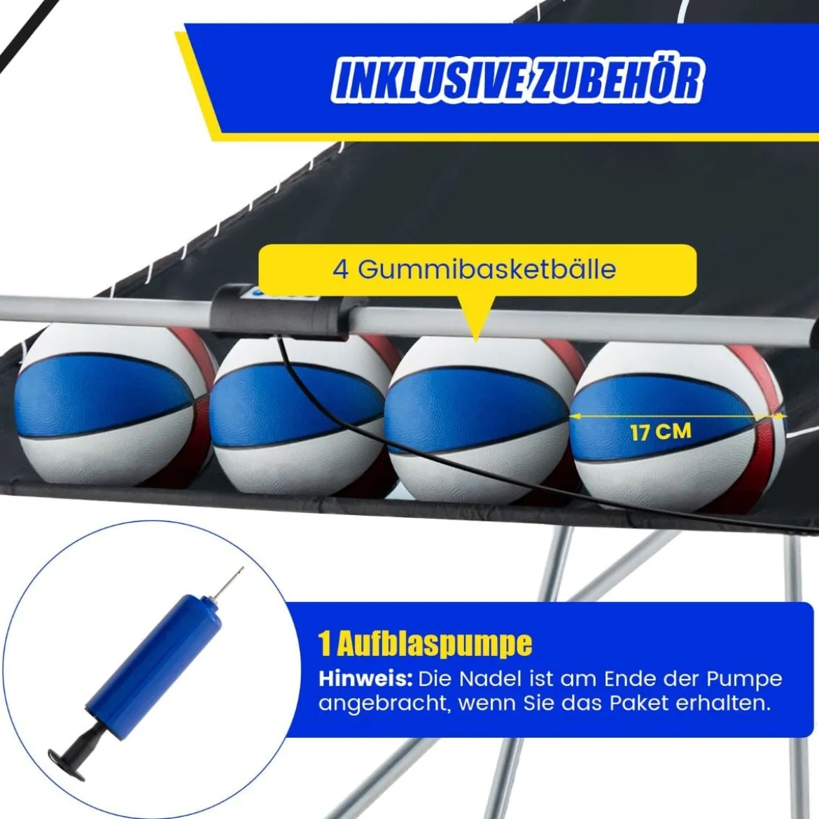 8 in 1 Basketballautomat mit 4 Bällen & Luftpumpe & 8 Spielmodi Arcade Basketballspiele Rot