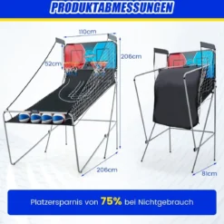8 in 1 Basketballautomat mit 4 Bällen & Luftpumpe & 8 Spielmodi Arcade Basketballspiele Rot