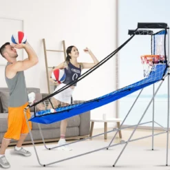 8 in 1 Basketballautomat mit 4 Bällen & Luftpumpe & 8 Spielmodi Arcade Basketballspiele Dunkelblau