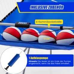 8 in 1 Basketballautomat mit 4 Bällen & Luftpumpe & 8 Spielmodi Arcade Basketballspiele Blau + Weiß