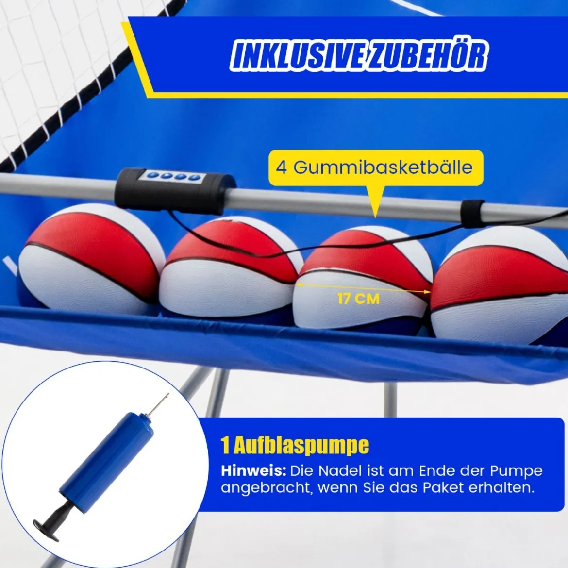 8 in 1 Basketballautomat mit 4 Bällen & Luftpumpe & 8 Spielmodi Arcade Basketballspiele Blau + Weiß