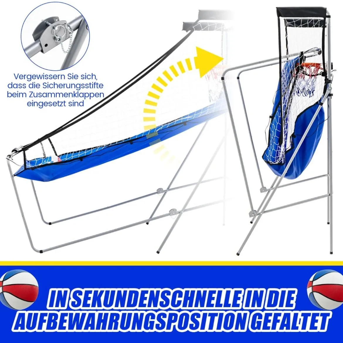8 in 1 Basketballautomat mit 4 Bällen & Luftpumpe & 8 Spielmodi Arcade Basketballspiele Blau + Weiß