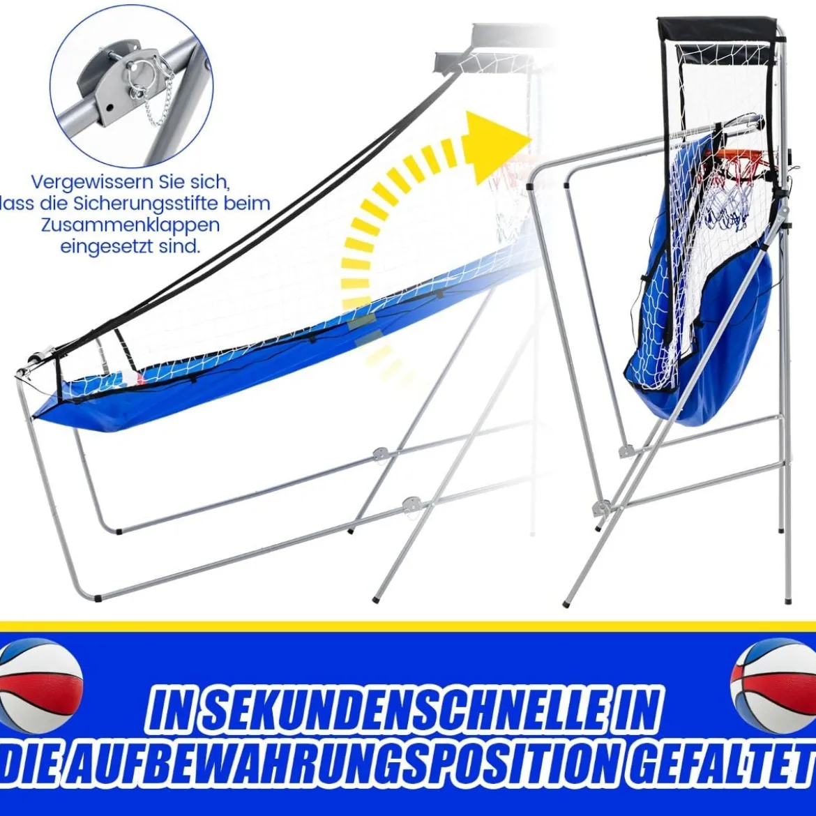8 in 1 Basketballautomat mit 4 Bällen & Luftpumpe & 8 Spielmodi Arcade Basketballspiele Grün
