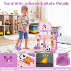 4 in 1 Basketballkorb mit Musik & Licht für Kinder ab 12 Monaten 62 - 70 cm Höhenverstellbar Rosa
