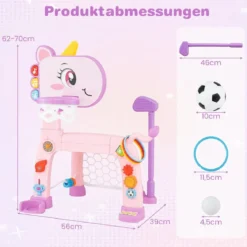 4 in 1 Basketballkorb mit Musik & Licht für Kinder ab 12 Monaten 62 - 70 cm Höhenverstellbar Rosa