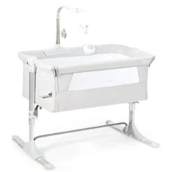 2 in 1 Beistellbett & Babybett höhenverstellbar Kinderbett 97 x 50 - 70 x 67 - 85 cm Weiß
