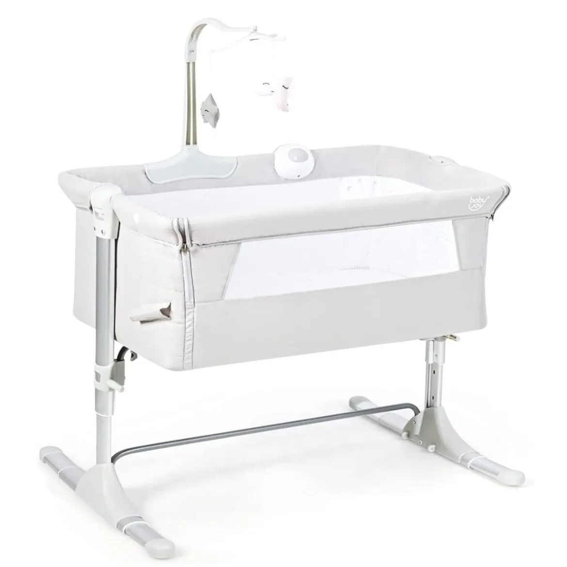 2 in 1 Beistellbett & Babybett höhenverstellbar Kinderbett 97 x 50 - 70 x 67 - 85 cm Weiß