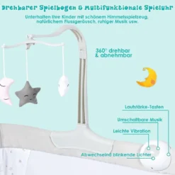 2 in 1 Beistellbett & Babybett höhenverstellbar Kinderbett 97 x 50 - 70 x 67 - 85 cm Weiß