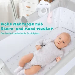 2 in 1 Beistellbett & Babybett höhenverstellbar Kinderbett 97 x 50 - 70 x 67 - 85 cm Weiß